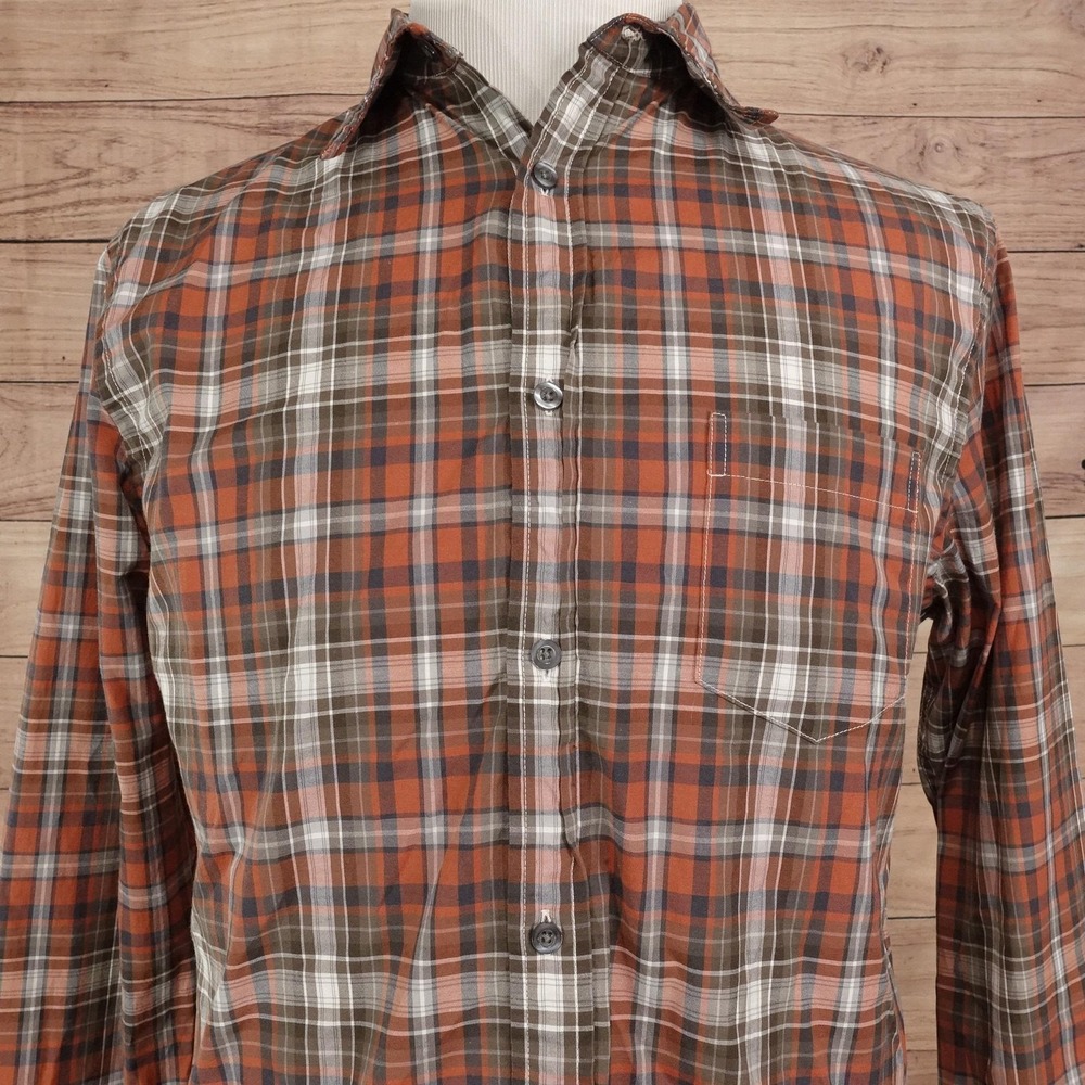 Sonoma Shirt Mens M Multicolor Plaid Long Sleeve Button-Up Cotton Blend Casual